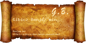 Gibicz Benjámin névjegykártya